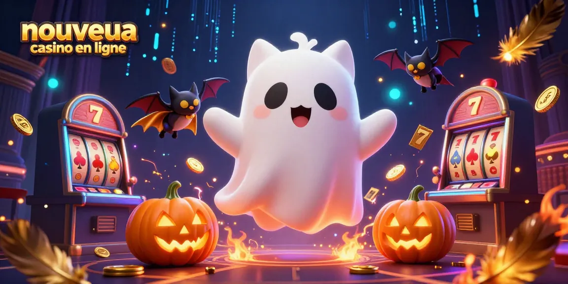 Jouez sur un nouveau casino en ligne avec un chat fantôme et des éléments de jeu d'argent.