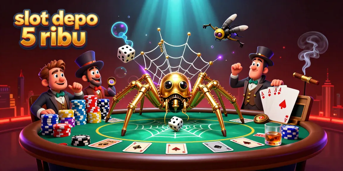 Experience the thrill of slot depo 5 ribu as dice get caught in a charming golden web.