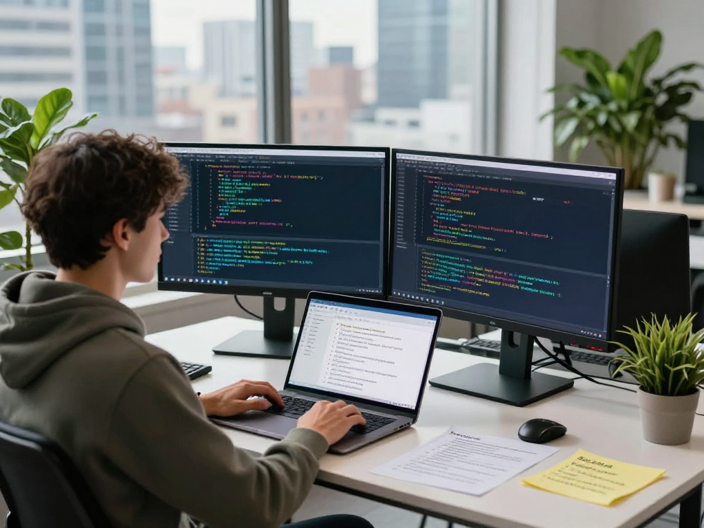 Developer working on tornardocash crypto privacy technology at a modern workspace.