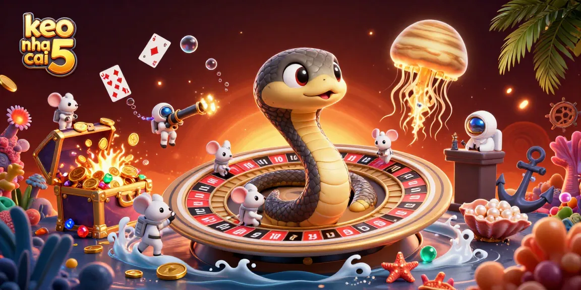 Engaging illustration of keo nha cai 5, showcasing a cosmic roulette scene with playful betting mice.