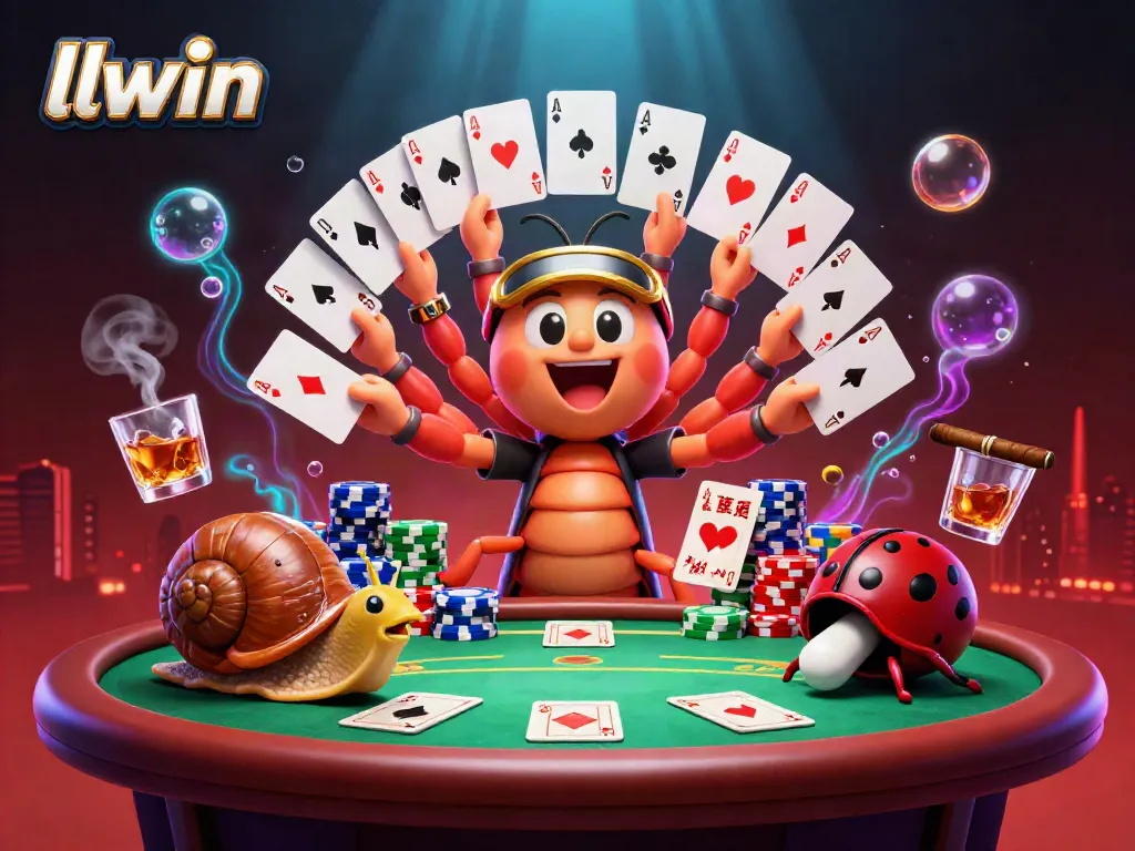 Experience the thrill of gaming at llwin with a vibrant casino scene featuring animated characters and dynamic poker elements.