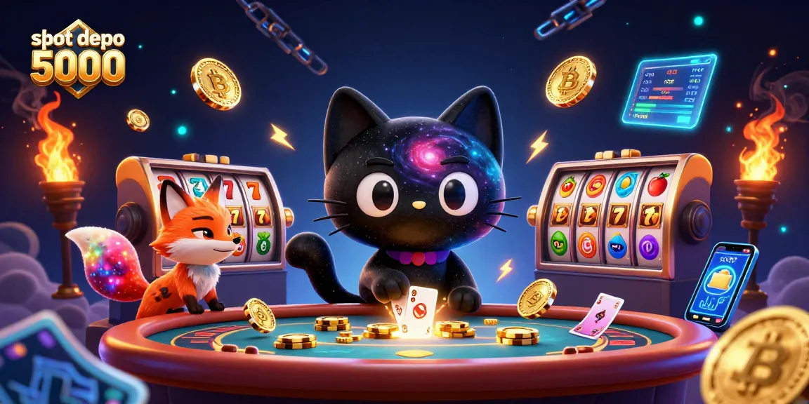 Spin to win in slot depo 5000 while gaming with vibrant 3D characters and cosmic elements!