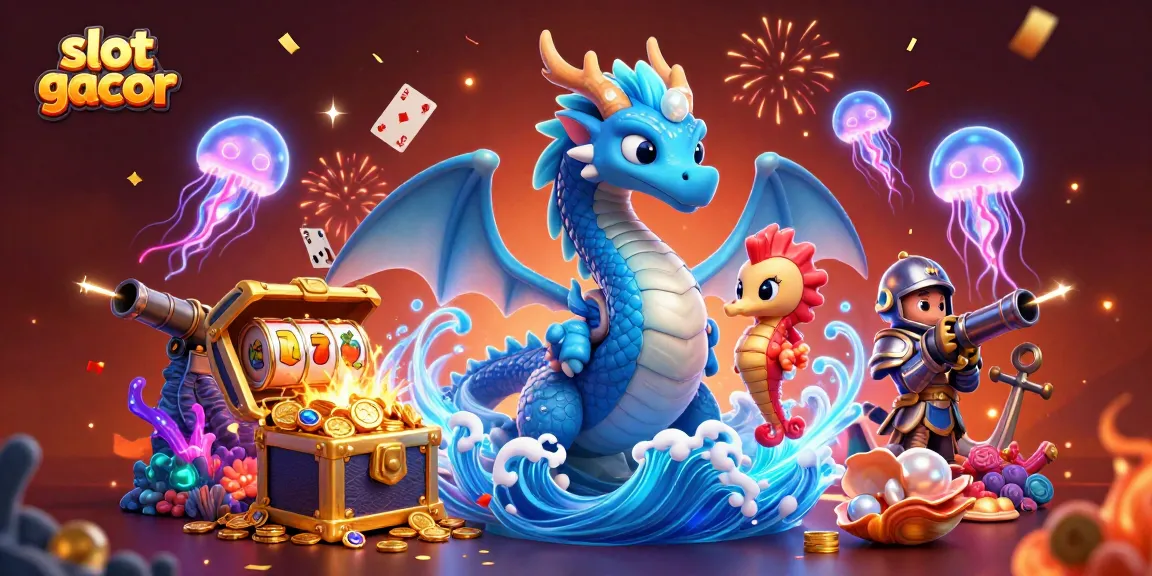 Spin to win with slot gacor, showcasing vibrant casino elements and enchanting underwater characters.