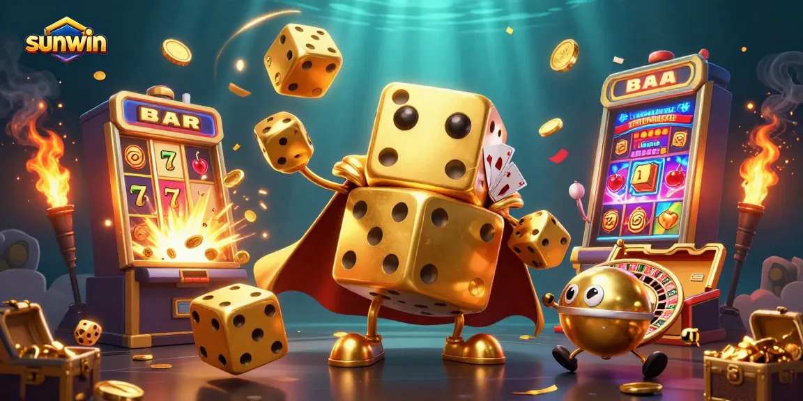 Experience the thrill of sunwin with vibrant, dynamic casino game elements in a captivating scene.